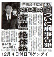 12月4日付日刊ゲンダイ