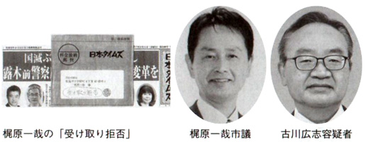 梶原一哉の「受取拒否」 梶原一哉市議 古川広志容疑者