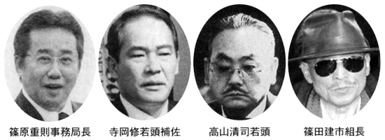 篠原重則事務局長 寺岡修若頭補佐 高山清司若頭 篠田建市組長